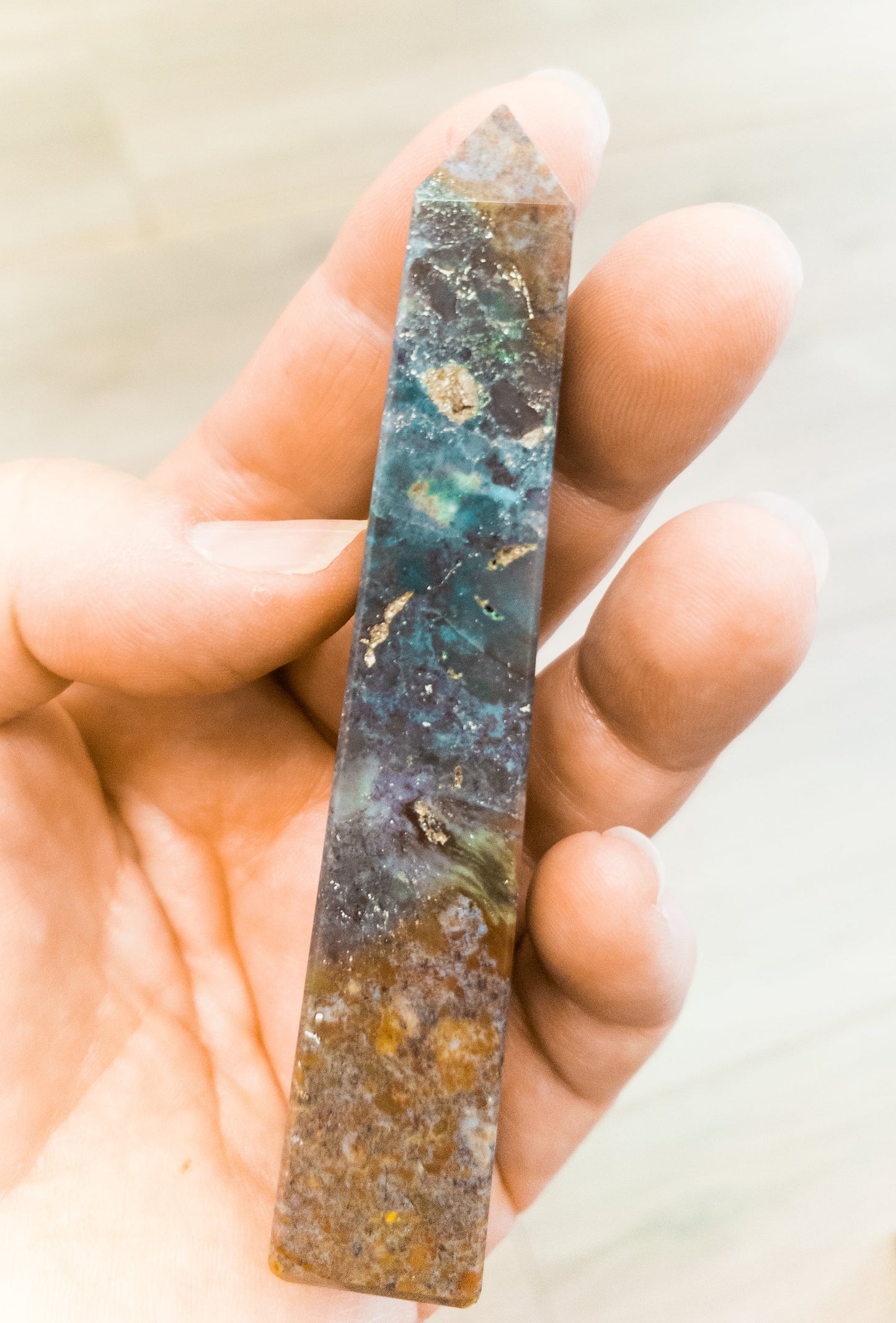 Moss Agate Obelisk