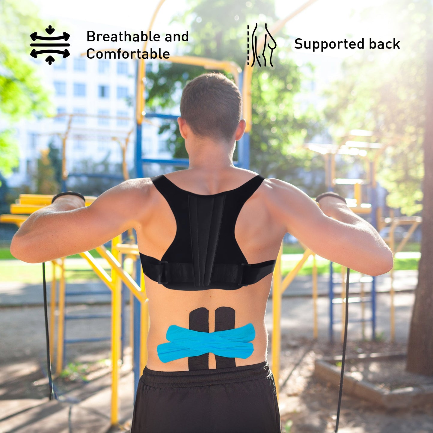 Adjustable Posture Corrector With Back Support Bar & Breathable Upper Back Brace