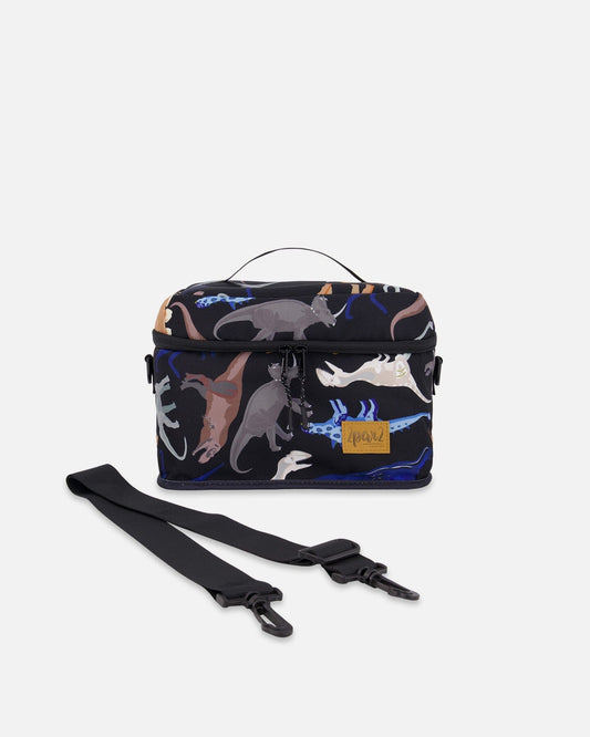 Lunch Box Black Dinosaur Print