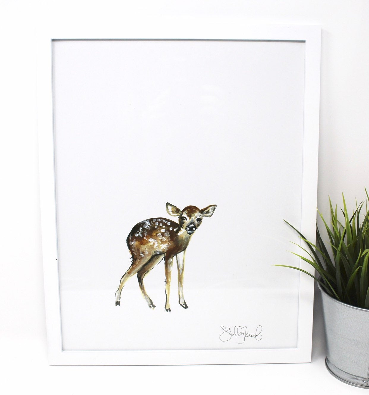 Baby Deer Art Print 11x14in, Animal Art, Baby Room, Nursery Wall Decor