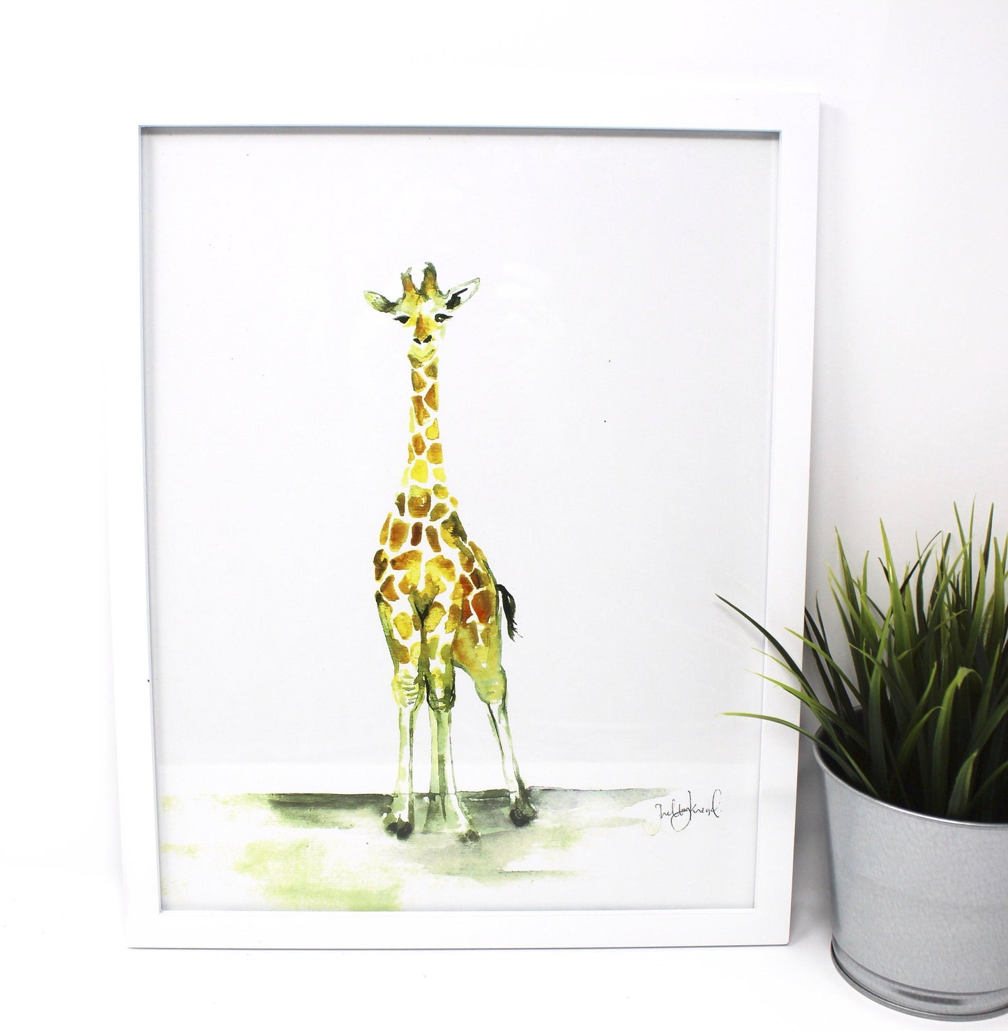 Baby Giraffe Art Print- 11x14in, Nursery Wall Art, Baby Home Decor, Animal Artwork