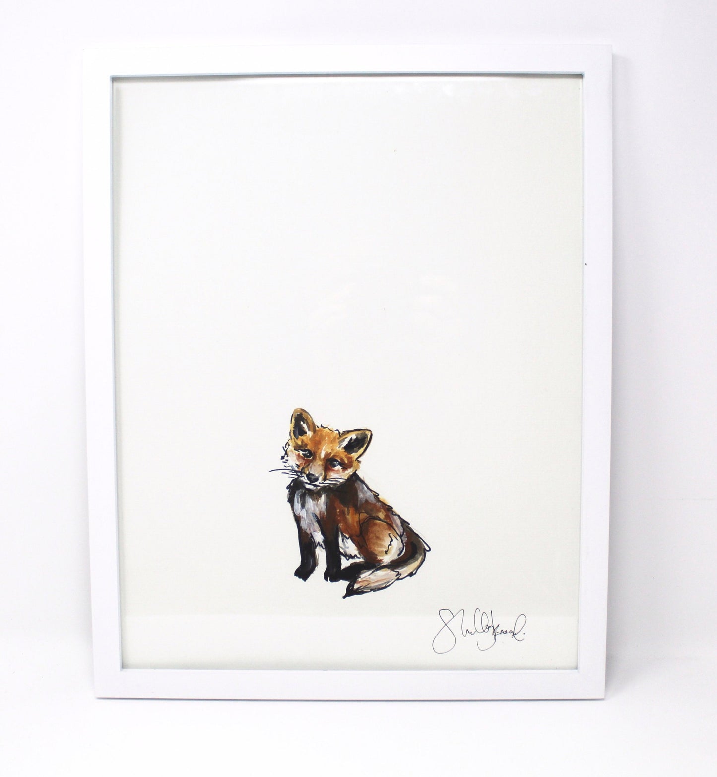 Baby Fox Art Print -11x14in, Simple Design, Animal Art, Nursery Wall Art, Baby Room Artwork