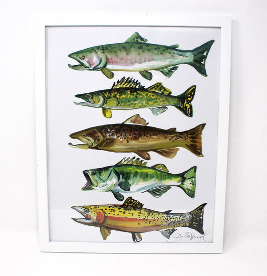 Fish Art Print- 11x14, Simple Outdoor Artwork, Animal Art, Fish Painting Print