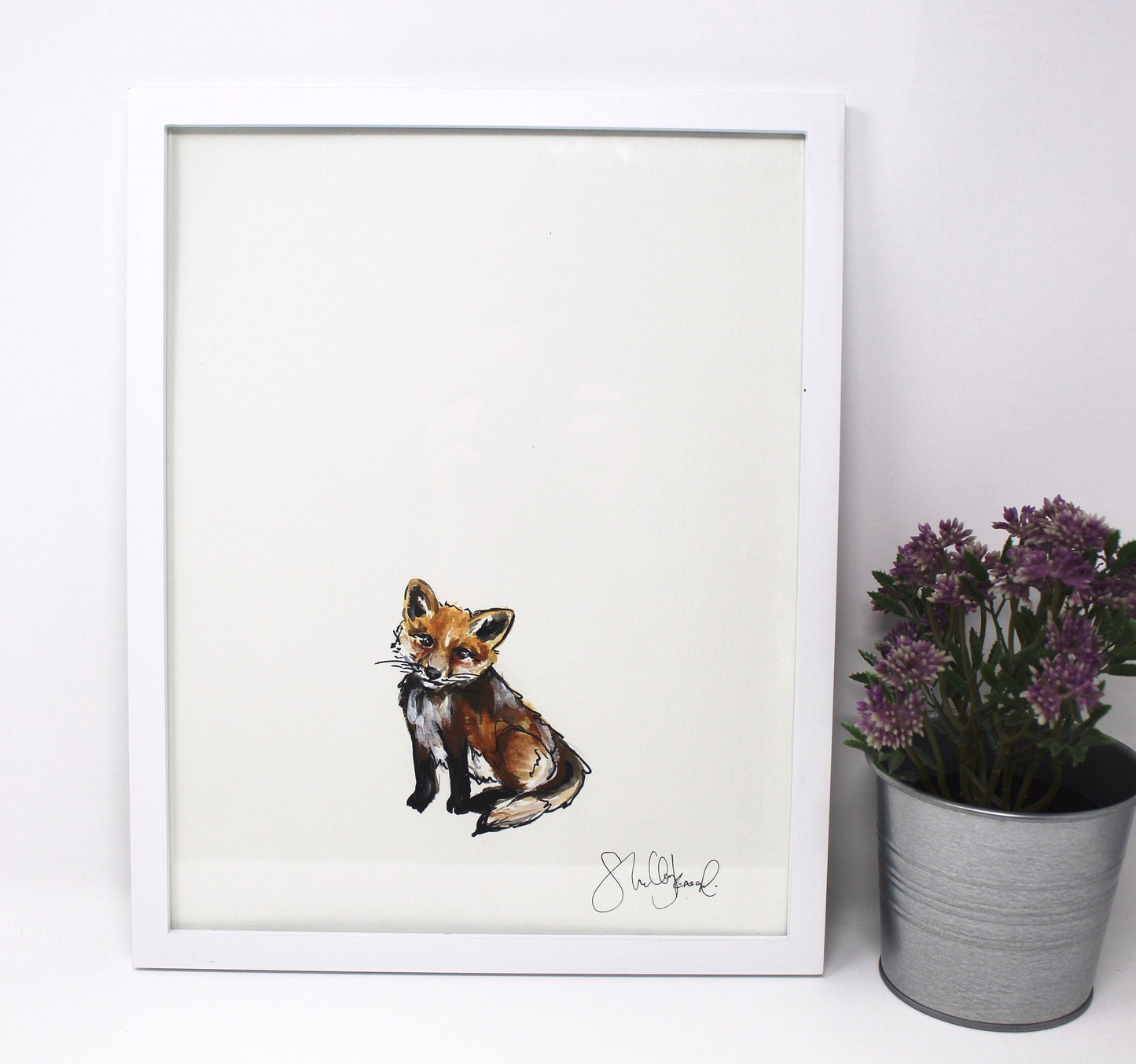 Baby Fox Art Print -11x14in, Simple Design, Animal Art, Nursery Wall Art, Baby Room Artwork
